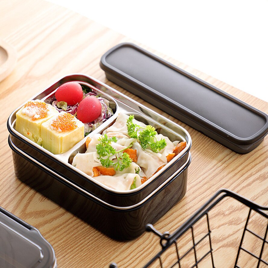 Japanese Lunch Box With Compartment 2 layer 304 Stainless Steel Bento Box For Kids Office Food Container Leak-proof Food Box