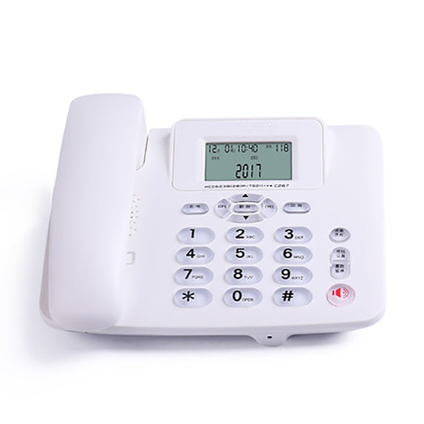 Téléphone fixe filaire avec haut-parleur, touche R, bouton lumineux, luminosité de police réglable, téléphone filaire à double Port pour le bureau et la maison: WHITE