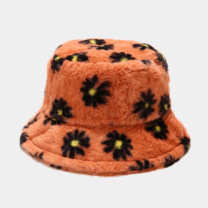 Chapeau seau à motif marguerite pour fille, Bob casquette Panama pour pêcheur, garde au pour l&#39;extérieur, automne et hiver: Orange