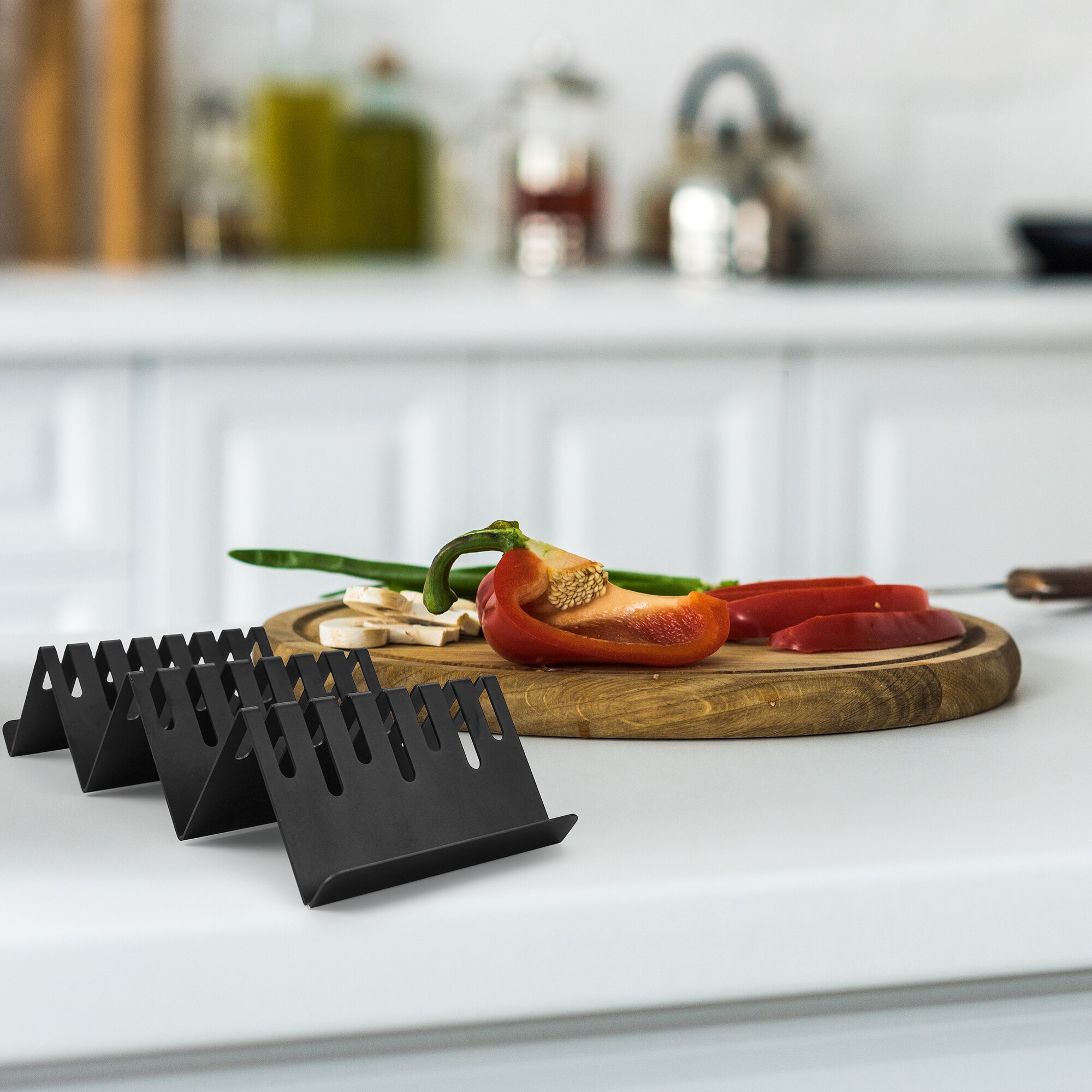 XYj 2PCS Drawer Knife Holder Kitchen Organization W Shape Stainless Steel Knife Block Stand Black Save Space Cooking Tools