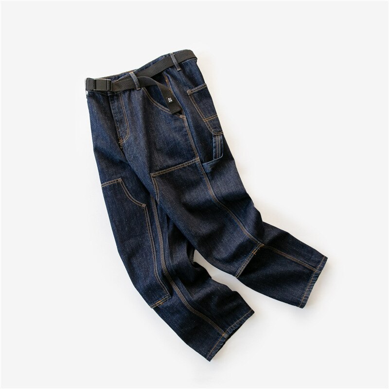 Pantalones vaqueros de pierna ancha para hombre, pantalón para escalada al aire libre, Trekking, Camping, trabajo de carga, pretina recta, empalme, primavera y otoño