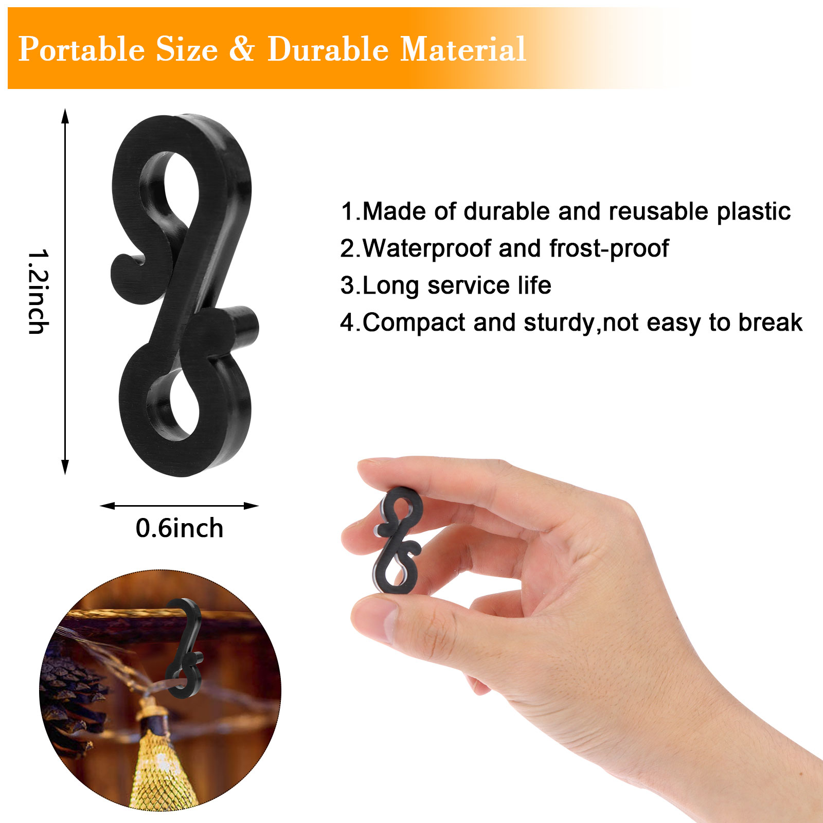 Plastic Gutter Hooks, Outdoor Light Hooks Clips, S Clip Hooks For Christmas