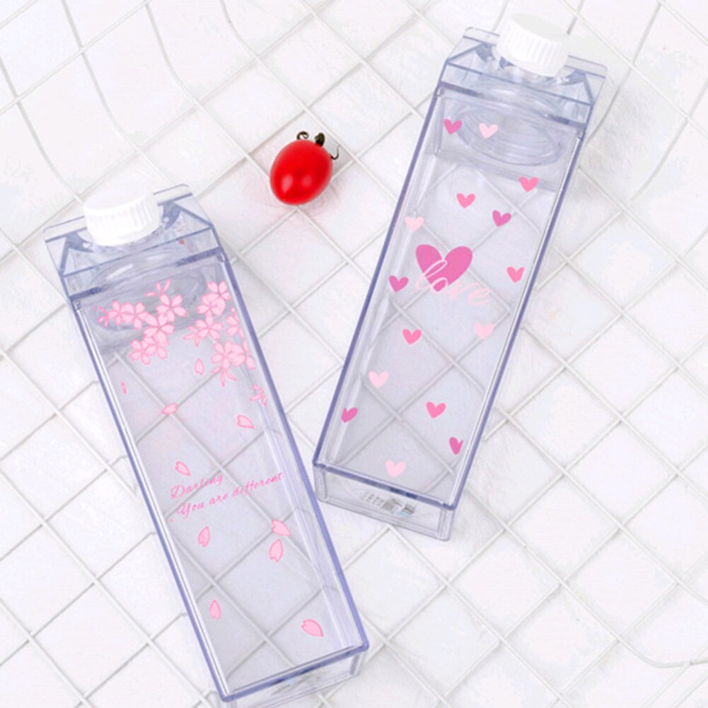 Plastic Clear Milk Carton Water Bottle Transparent Milk Box Juice Water Cup for Girls XHC88