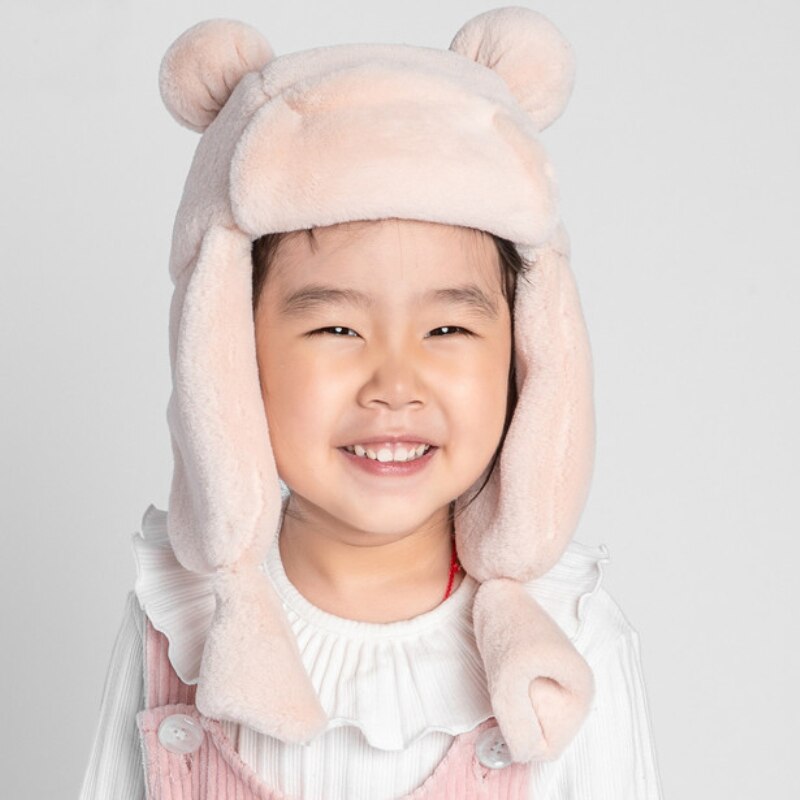 Girls Bomber Hat Faux Fur Hats Winter Windproof Warm Ear Protect Bomber Russian Ushanka Cap
