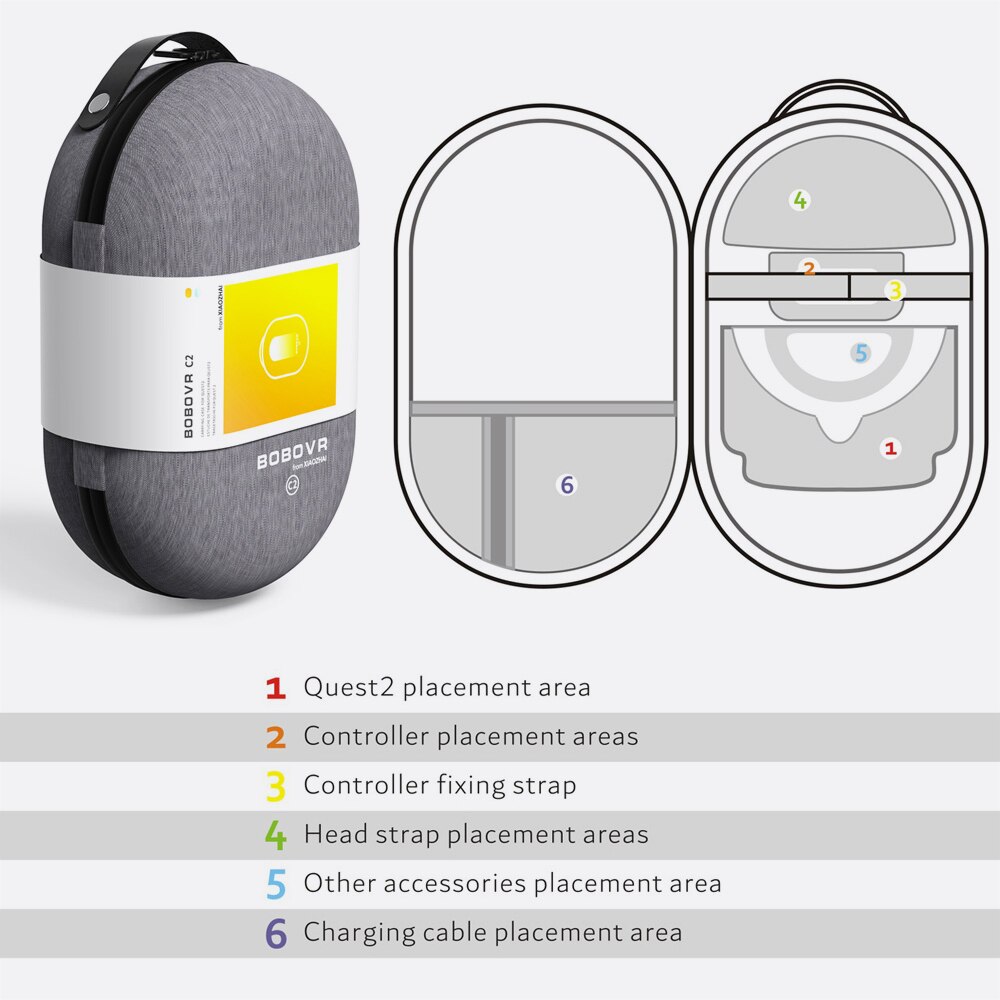 Bobovr  c2 bærbar opbevaringstaske til oculus quest 2 vr rejsetaske beskyttelsescover opbevaringstaskeboks med skulderrem
