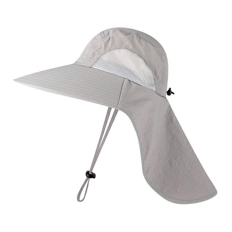 Camoland Waterdichte Emmer Hoeden Voor Mannen Vrouwen Zomer Upf 50 + Zonnehoed Lange Brede Rand Outdoor Wandelen Vissen Caps met Nek Flap: Light Grey