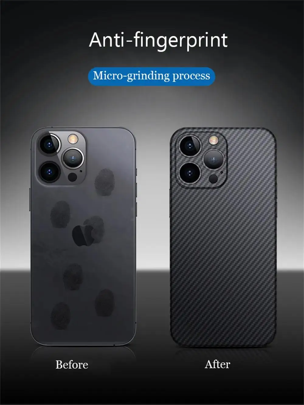 Funda mate de fibra de carbono ultrafina de lujo para iPhone 15 14 13 12 Mini 11 Pro Max 14Pro XS XR X 6 7 8 Plus SE 0,2 MM PP contraportada