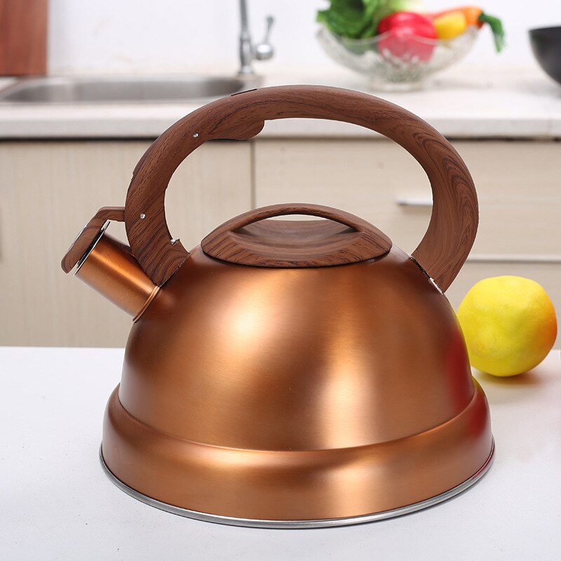 Gold Metal Large Luxury Kettle Heat Resistant Gas Kettle Induction Teapot Stainless Steel Whistle Stovetop Theiere Teapot EH50KE