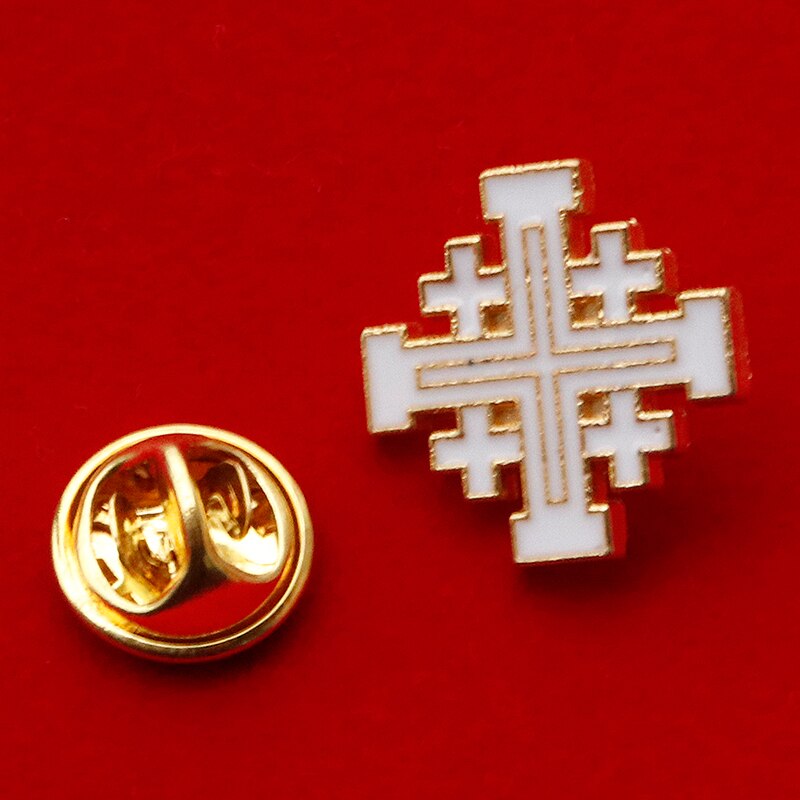 Katholieke Christian Jeruzalem Kruis Broche Badge Religieuze Sieraden Articulos Religiosos Catolico Kerk Halo: WHITE