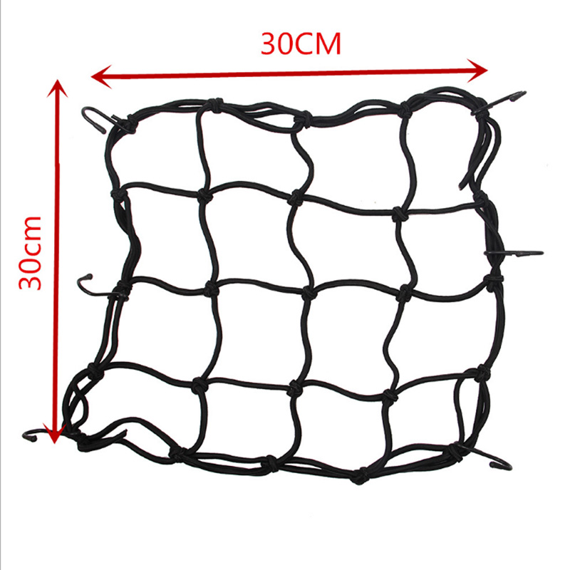 Motorcykel bagage netto cykel 6 kroge holde nede brændstoftank bagage mesh web bungee sort motorcykel cykel 6 kroge tank bil styling: 30 x 30cm