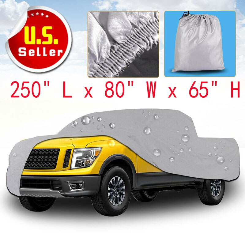 Premium Truck Cover Outdoor Tough Waterproof Sun UV Rain Heat Resistant Pickup: 250" L x 80" W x 65" H in: Default Title