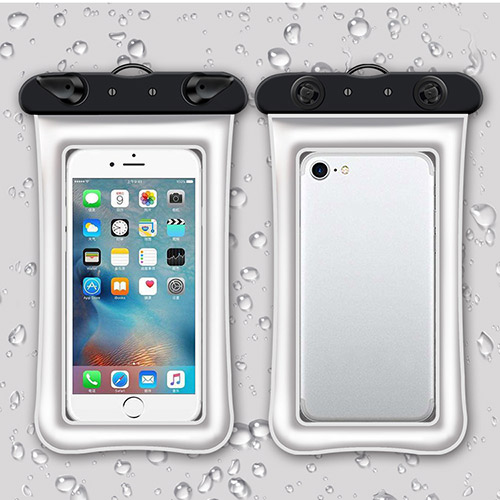 Universal gennemsigtig vandtæt taske mobiltelefon taske til 3.5 to 6 tommer telefon bærbar drifting snorkling svømning tilbehør: Hvid