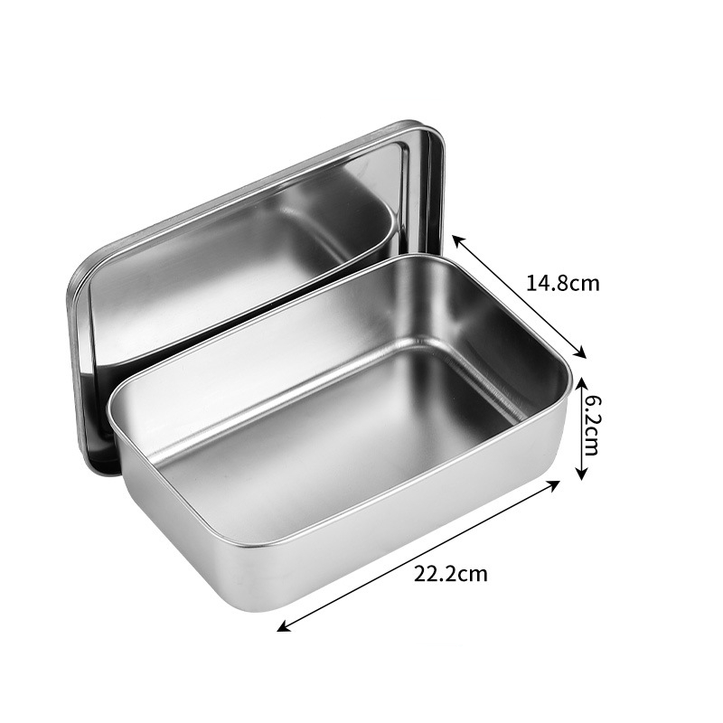 Stainless Steel Flat Bottom Storage Tray with Lid Square Food Plate Cake Bread Pastry Baking Pan Dish Bakeware Kitchen Tools: Clear