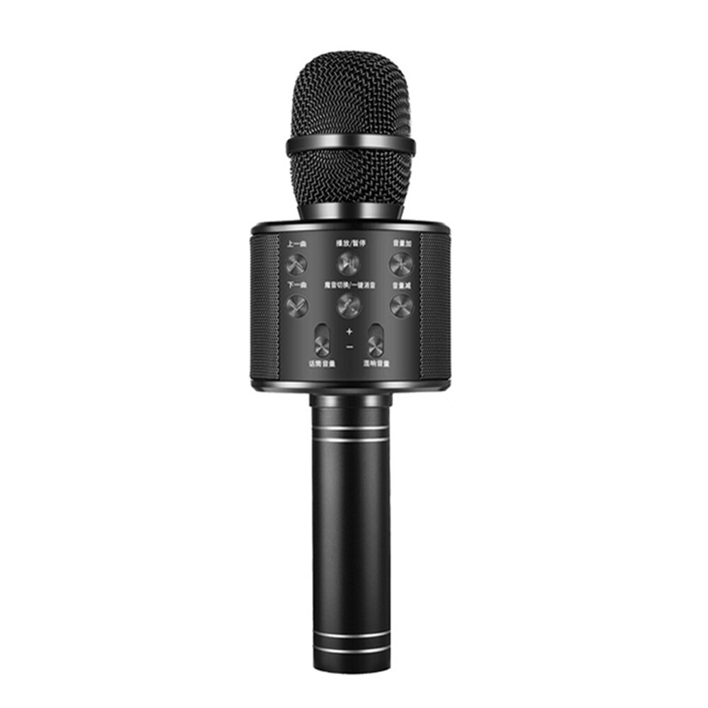 Karaoke-mikrofon, kabellos, bluetooth-mikrofon mit led-licht, tragbares mikrofon mit lautsprecher: Schwarz