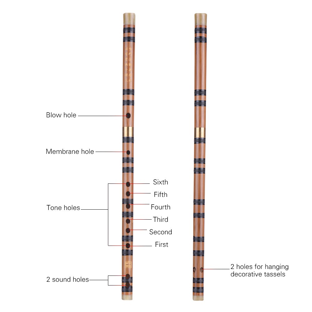 Nøgle til c / d / e / g / f dizi pluggbar bitter bambusfløjte traditionel håndlavet kinesisk musikinstrument