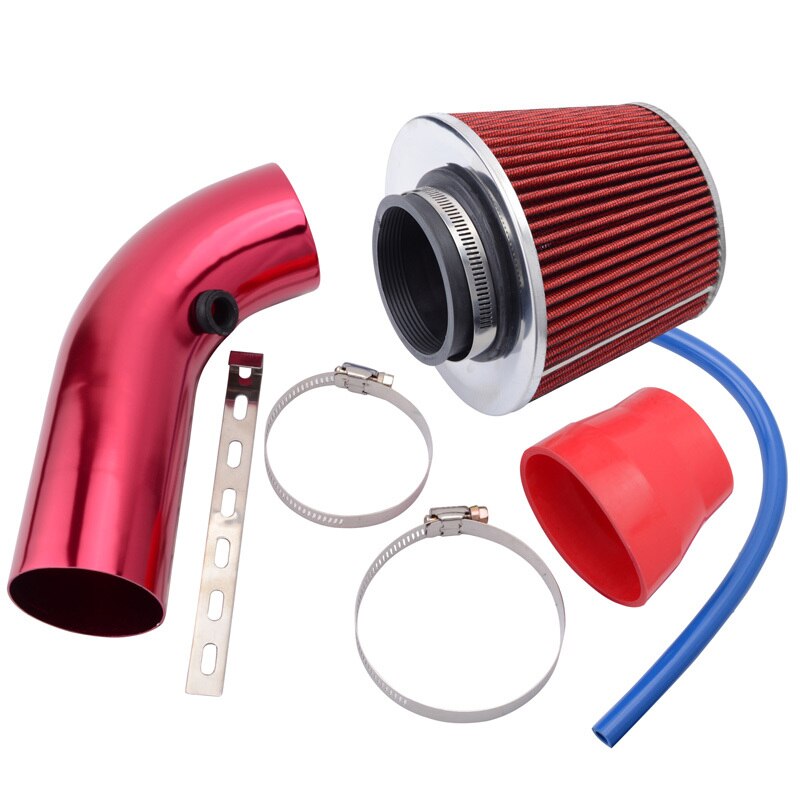 SPEEDWOW Alumimum 3 ''75mm Auto Cold Air Intake System Turbo Inductie Buis + Cone Luchtfilter: Red