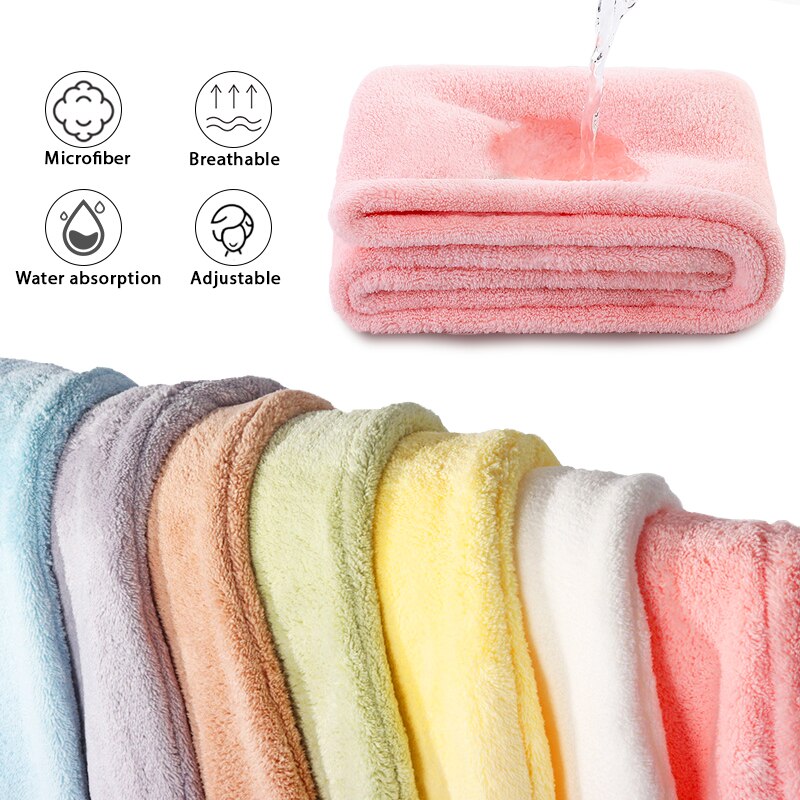 Quick Dry Hair Towels Women And Child Cute Cat Ear Super Absorption Thicker Microfiber Turban Towels With Bear Buttons