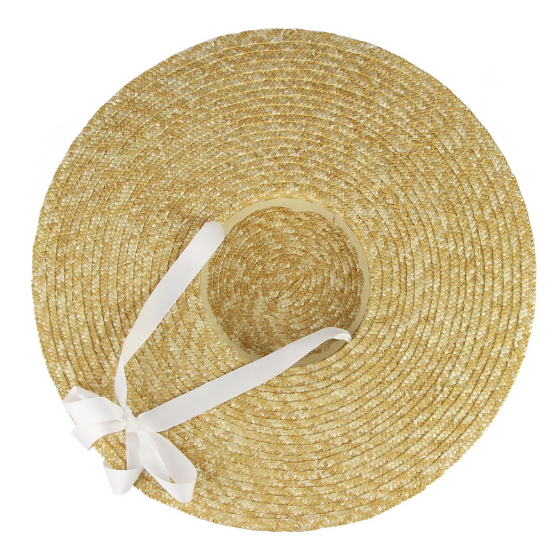Gemvie stråhat med stor skygge sommerhatte til kvinder bånd strandkasket boater flad top solhat