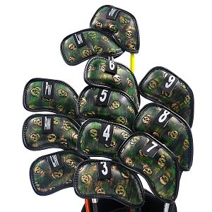 NEUE Original Champkey Monster Schädel Golf Eisen Kopf Abdeckung Pack von 12 stücke (3 ~ 9, EINE, P,S,L,L)-Schwarz Grün Farbe Golf Eisen Headcover: Black green