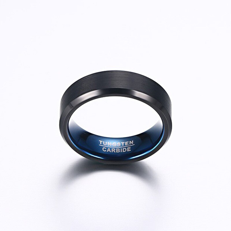 Vnox 6 Mm Blue Real Wolfraamcarbide Ringen Voor Mannen Sieraden Zwart Bruiloft Sieraden