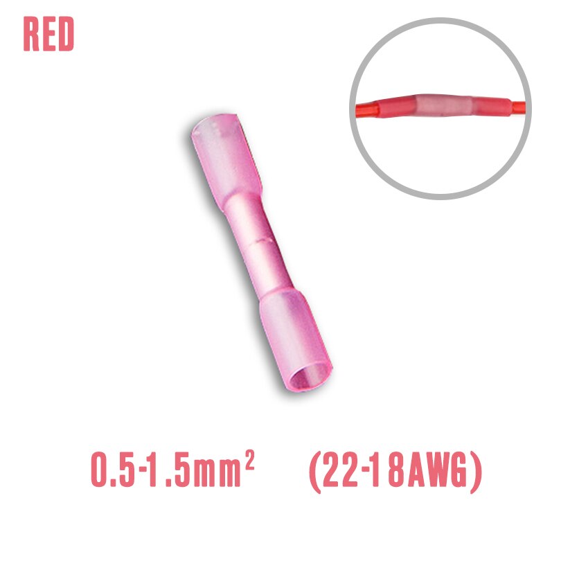 Connecteur électrique étanche à bout thermorétractable, 50 pièces, câble d'épissure de fil, Joint thermorétractable, Terminal à sertir: RED / 50PCS