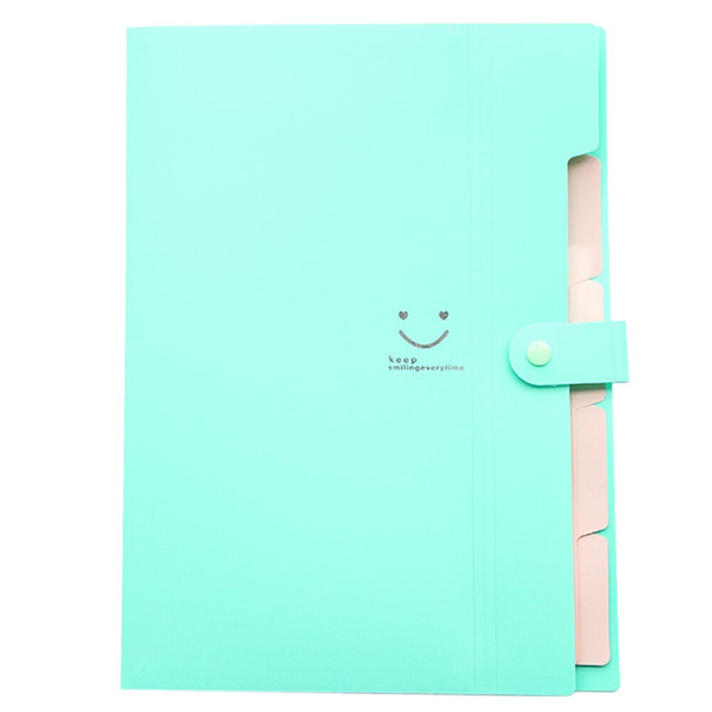 A4 Waterdichte Vijf-Pocket Map Koreaanse Versie A4 Bestand Zak Map Test Papier Map Opbergtas Orgel tas: blue green