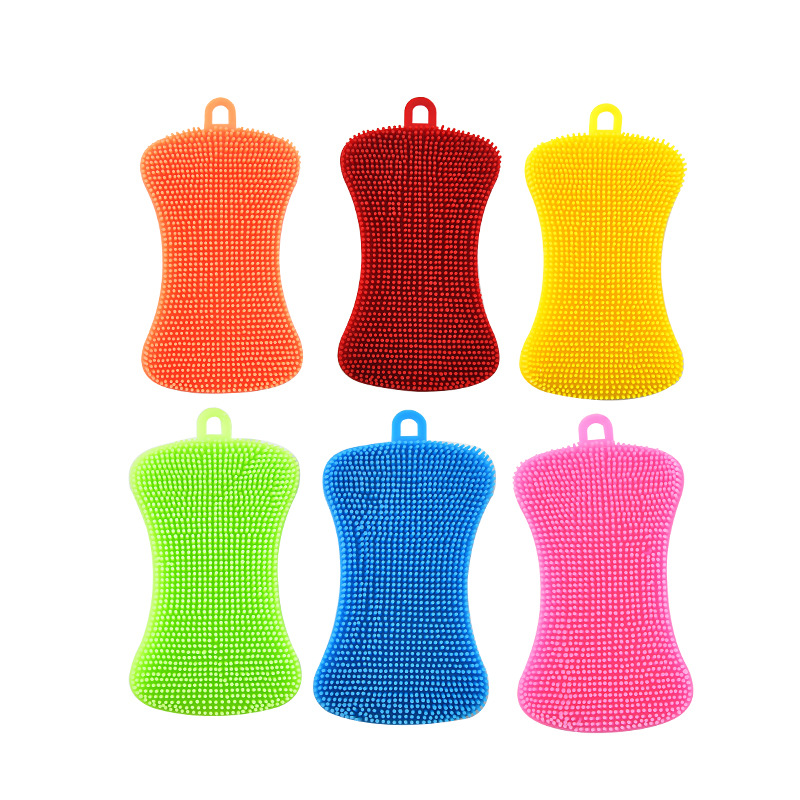 3pz Spazzola per lavare i piatti in silicone Pentola Spugna lavasciuga Tampone abrasivo in silicone Pentola per frutta Spazzole per lavare Strumento per la pulizia della cucina: Default Title