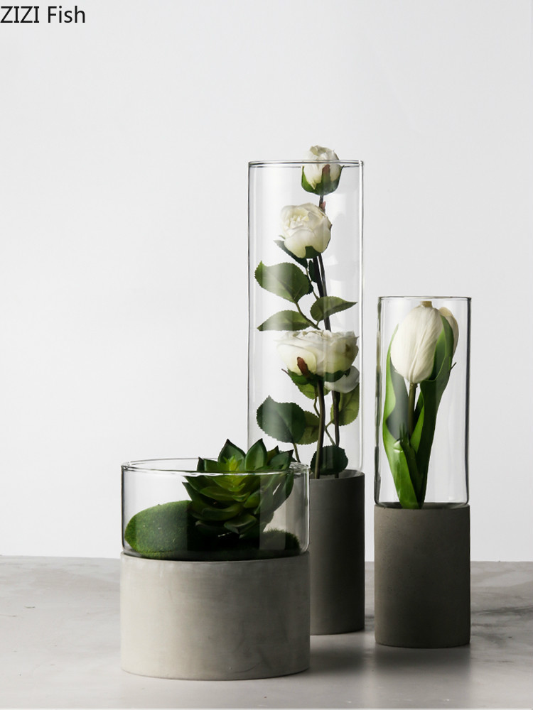 Modern Glass Vase Tabletop Vases Thydroponic Containers Flower Pot Home Decor Crafts Wedding Decoration