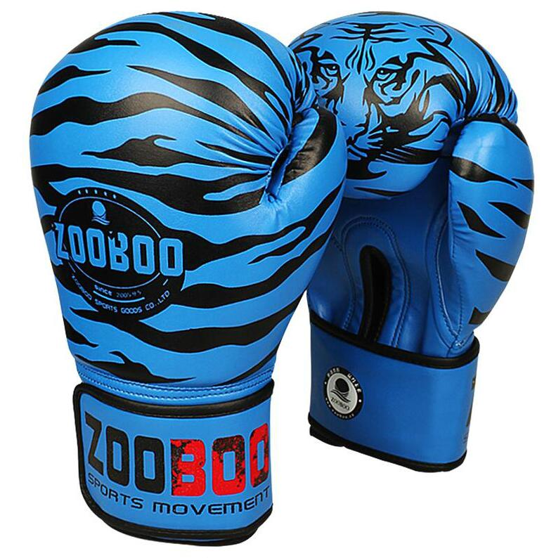 Suitable for fighting boxing matches ZOOBOO MUAY THAI PU LEATHER BOXING GLOVES FOR MEN WOMEN TRAINING IN MMA GRANT BOX: Blue