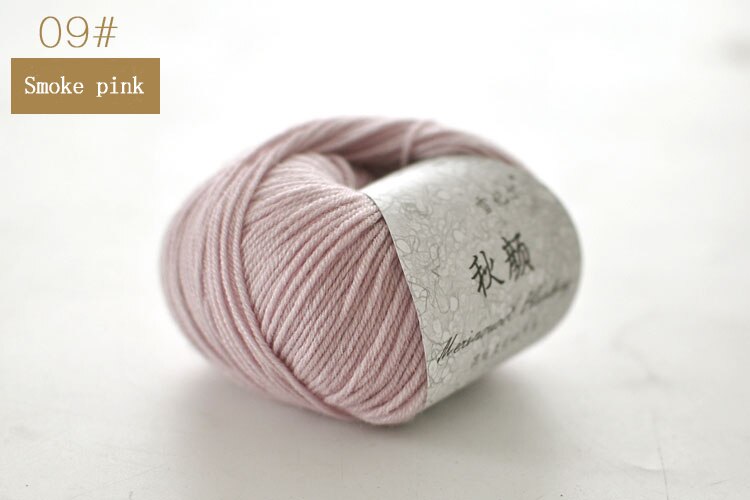 QZLKNIT 50g/bal 50% Merino gemengd garen Herfst/winter Zacht Medium grof wol garen DIY Hand gebreide haak Baby kleding garen: 09 Smoke pink