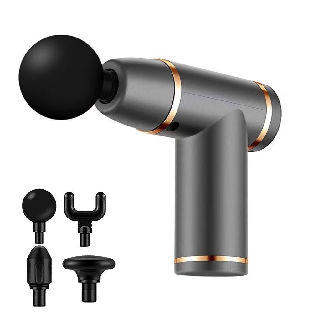 High-frequency Massage Gun Sports Relaxation Fitness Electric Massager Portable Slimming Shaping Pain Relief: Gray