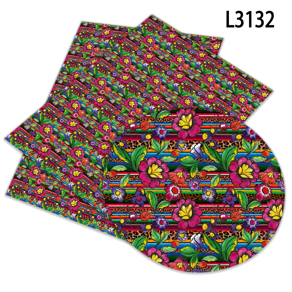 Arriavl Beautiful Flower Pattern A4 22x30cm Printed Faux Leather for DIY Bag Material Fabric L312 L313: L3132