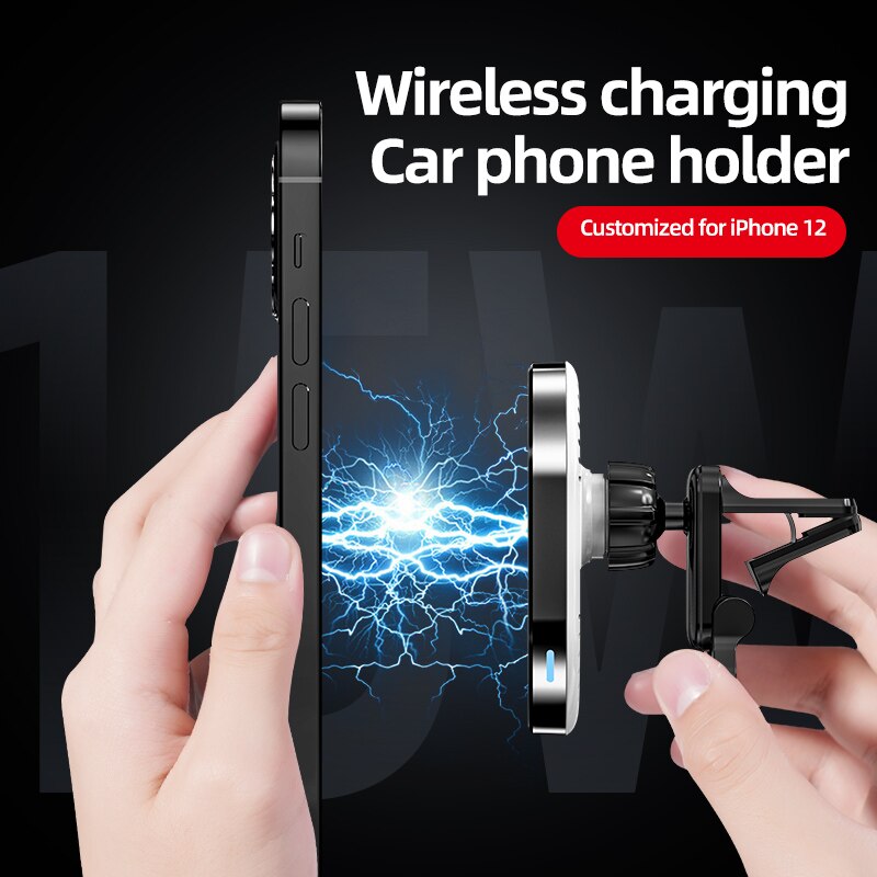 15w magnetische kabellose autoladegeräte qi-handyladegeräte mit lüftungsschlitzanschluss für iphone 12, 13 mini, pro max, magnetischer adsorptions-netzadapter