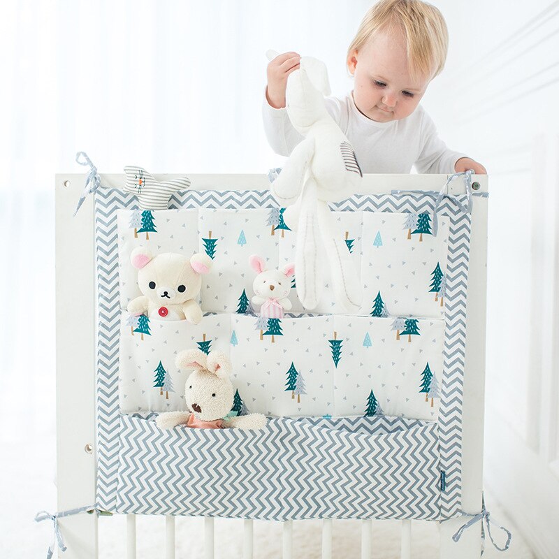 Sac de rangement de dessin animé, sac de rangement suspendu, lit bébé, marque, organisateur de berceau en coton, poche à jouets pour couches, ensemble de literie de berceau