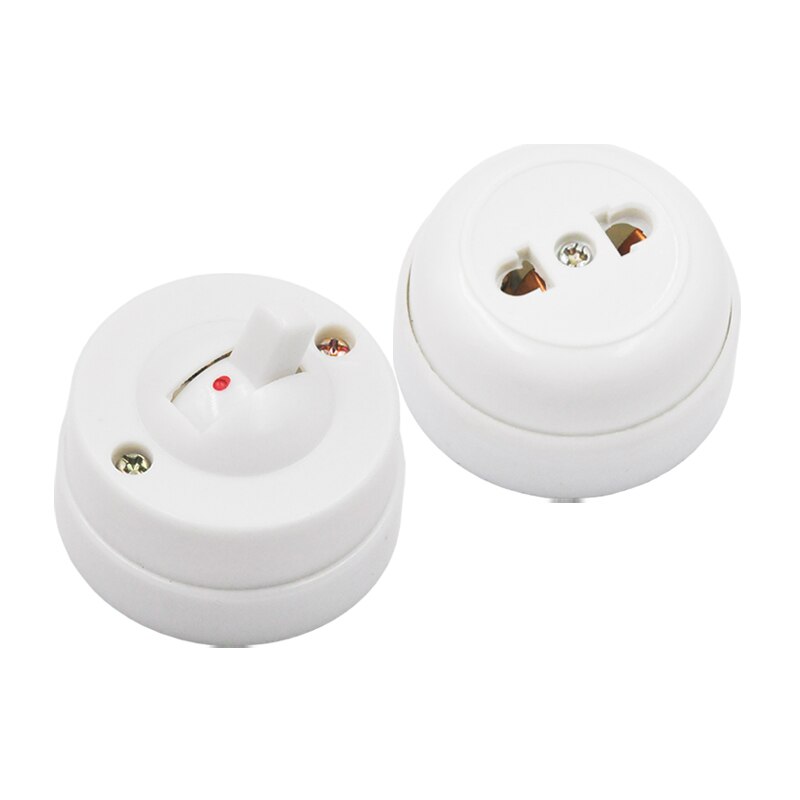 Set 4pcs 2 Switches +2 Sockets Retro EU Socket Toggle Switch Surface Mount Wall Outlet Electrical Light Switch White