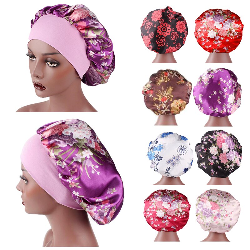 56-58cm Satijn Motorkap Haar Styling Caps Voor Slapen Douche Cap Satijn breedgerande Hoofdband Met Night cap Haar Styling Tool