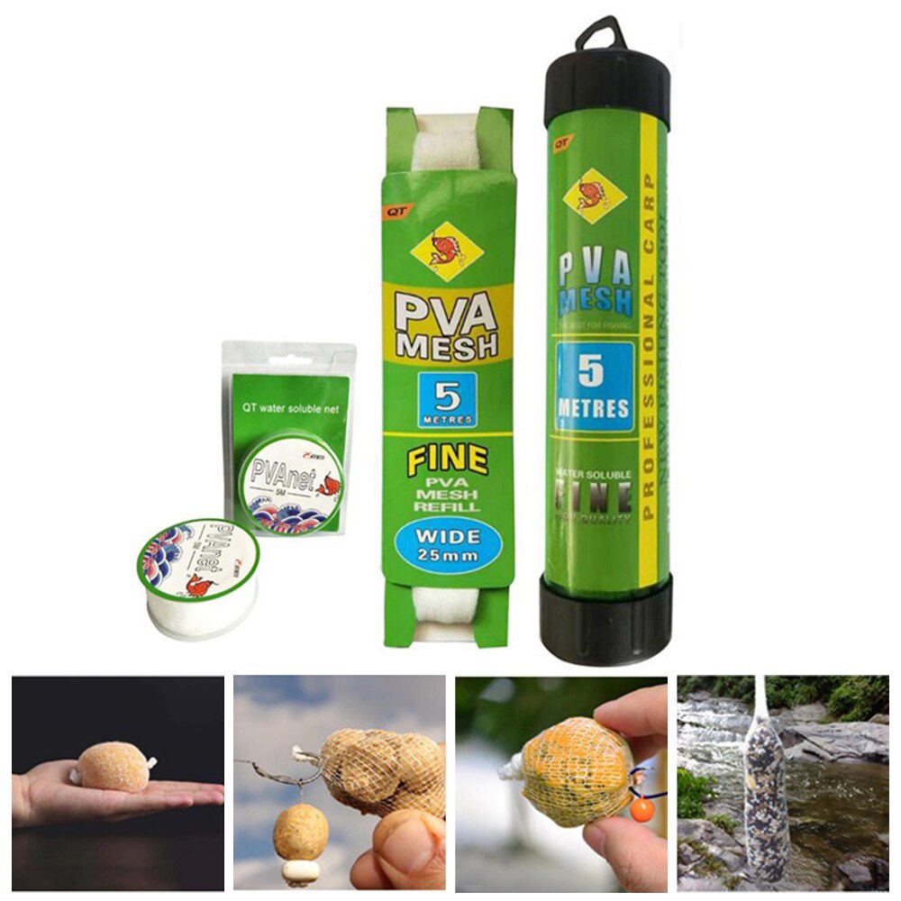 5M Pva Oplosbare Smalle Vissen Netwerk Refill Kous Aas Tas Bescherm Vis Netto