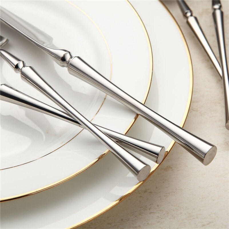 6pcs Luxury 18/10 Stainless Steel Dinner Knife Cutlery Kitchen Steak Knife Silverware Tableware Gothic Wedding (just knife)