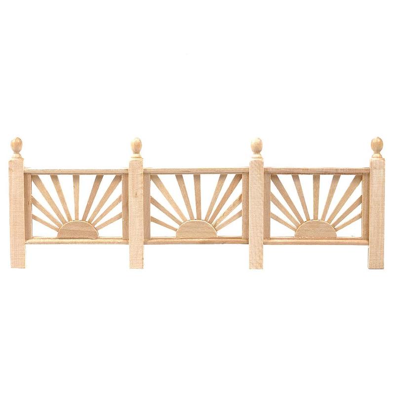1:12 Puppenhaus Zubehör Simulation Holz 3 Abschnitt Szene Zaun Puppenhaus Balkon Leitplanke Lange Dekoration Miniatur M F3B2