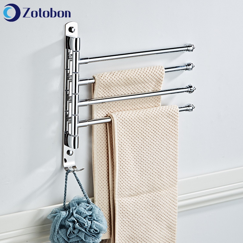 Zotobon håndklædestang rustfrit stål roterende håndklædestativ badeværelse køkken vægmonteret håndklæde poleret rackholder tilbehør  h125