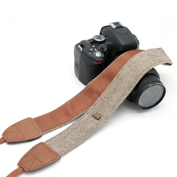 Correa de hombro para cámara, soporte Universal ajustable de algodón y cuero, para Canon, Sony, Nikon, DSLR: Marrón