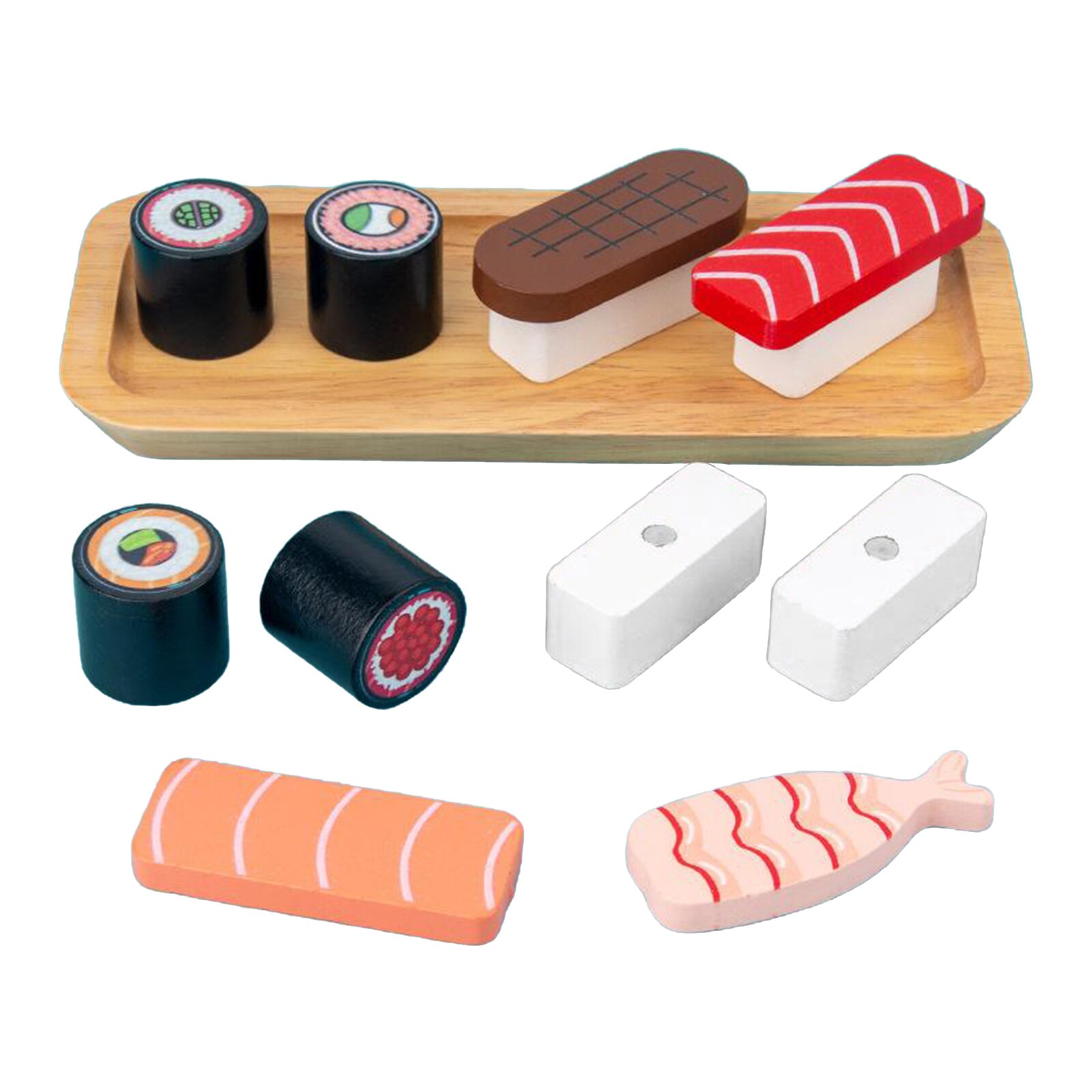 Wood Play Food Toys Mixed Sushi Set Eco-friendly Material Play Role Enjoyable