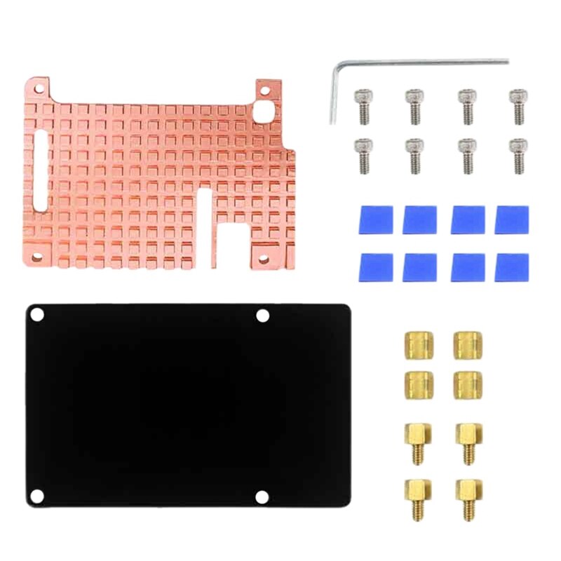 For Raspberry Pi 4B Pure Copper Heatsink Case Acrylic Base Plate Shell Passive Cooling Shell for Raspberry Pi 4B: Default Title