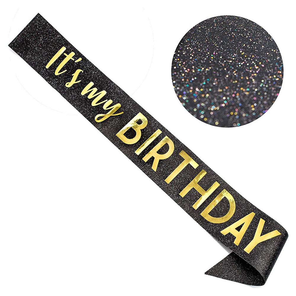 Cinturón de ceremonia con purpurina para niña, correa para de reina de cumpleaños, cinta brillante, suministros para de cumpleaños, accesorios con purpurina, 1 ud.: Gris oscuro