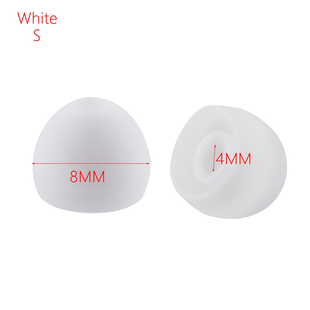 1 Pair Silicone 4MM Replacement In-Ear Earphone Earbuds Ear Tips Cover Cap soft Rubber Universal Replacement Ear Tips: white S