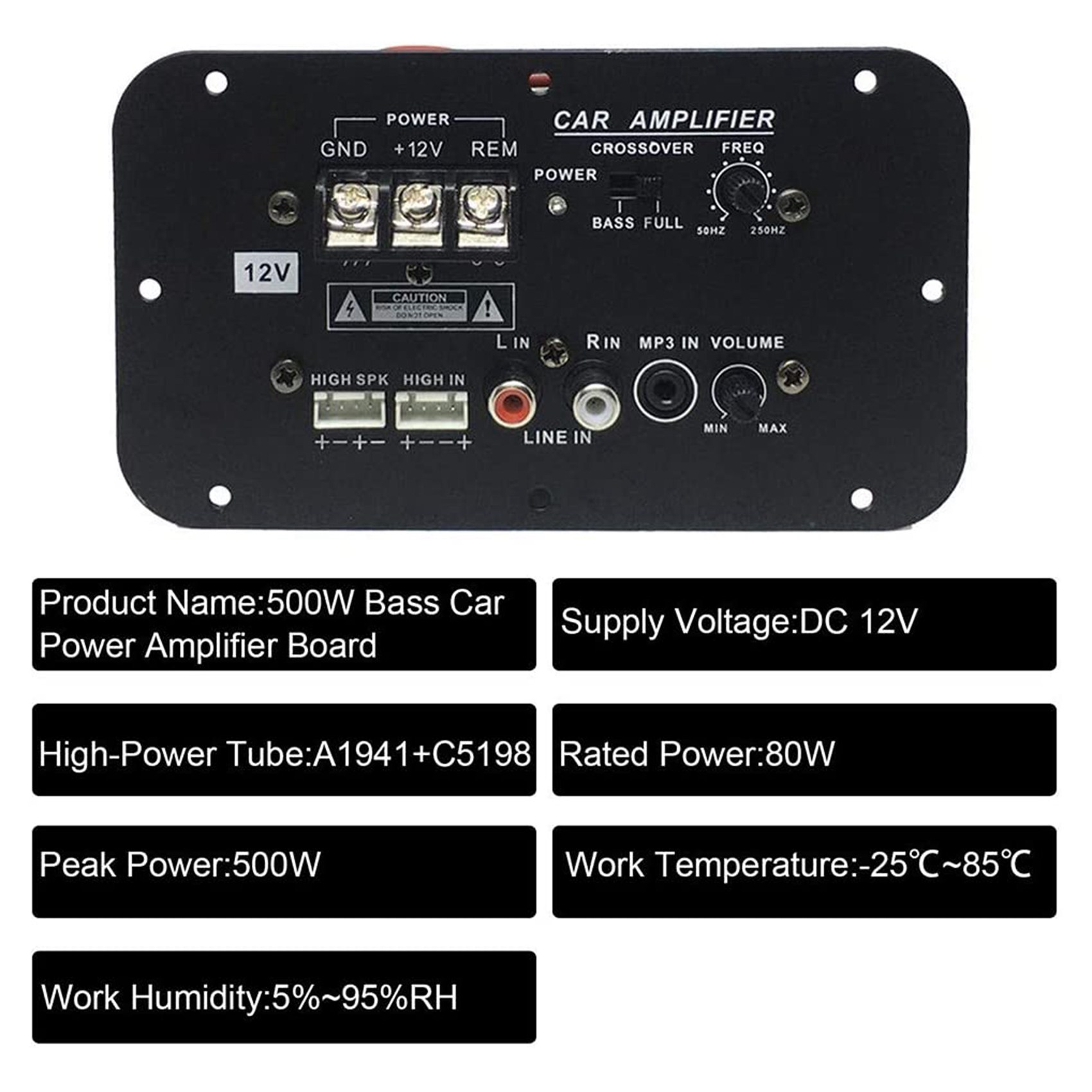Auto Subwoofer Verstärker platine, 500W Subwoofer Hochleistungs-Hifi Bass Verstärker platine DC 12V