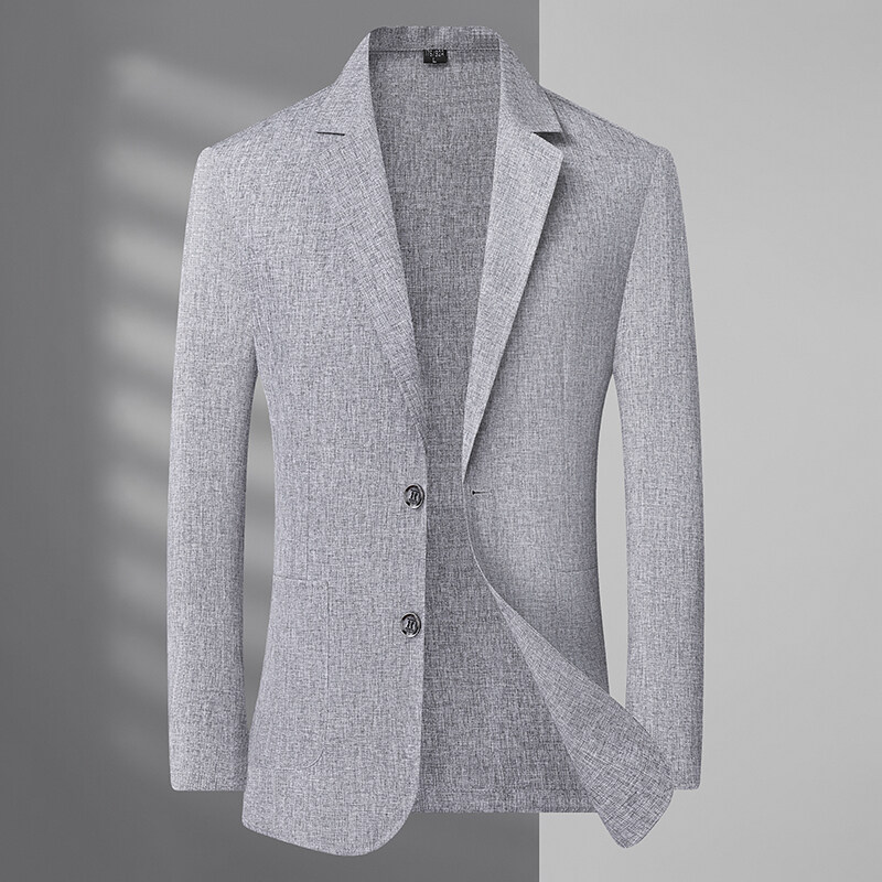 Un traje de protección solar para hombre moderno y con cuello de lino y dos botones, junto con una chaqueta protectora solar.: 4XL / Beige