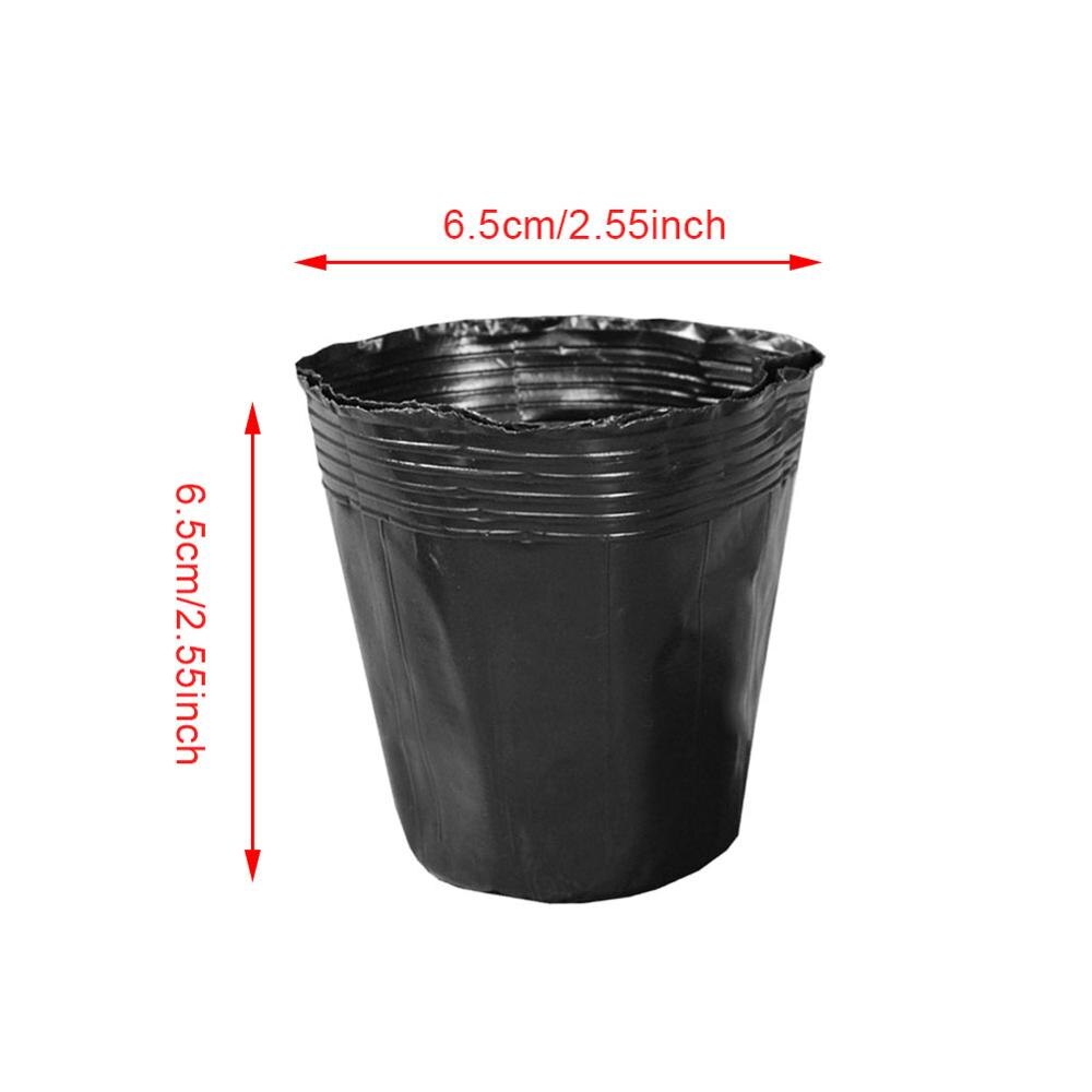 Redondo nutricional preto plástico berçário potes mudas plantas potes jardim para casa transplante vasos de plantas 100 pces: 6.5x6.5cm