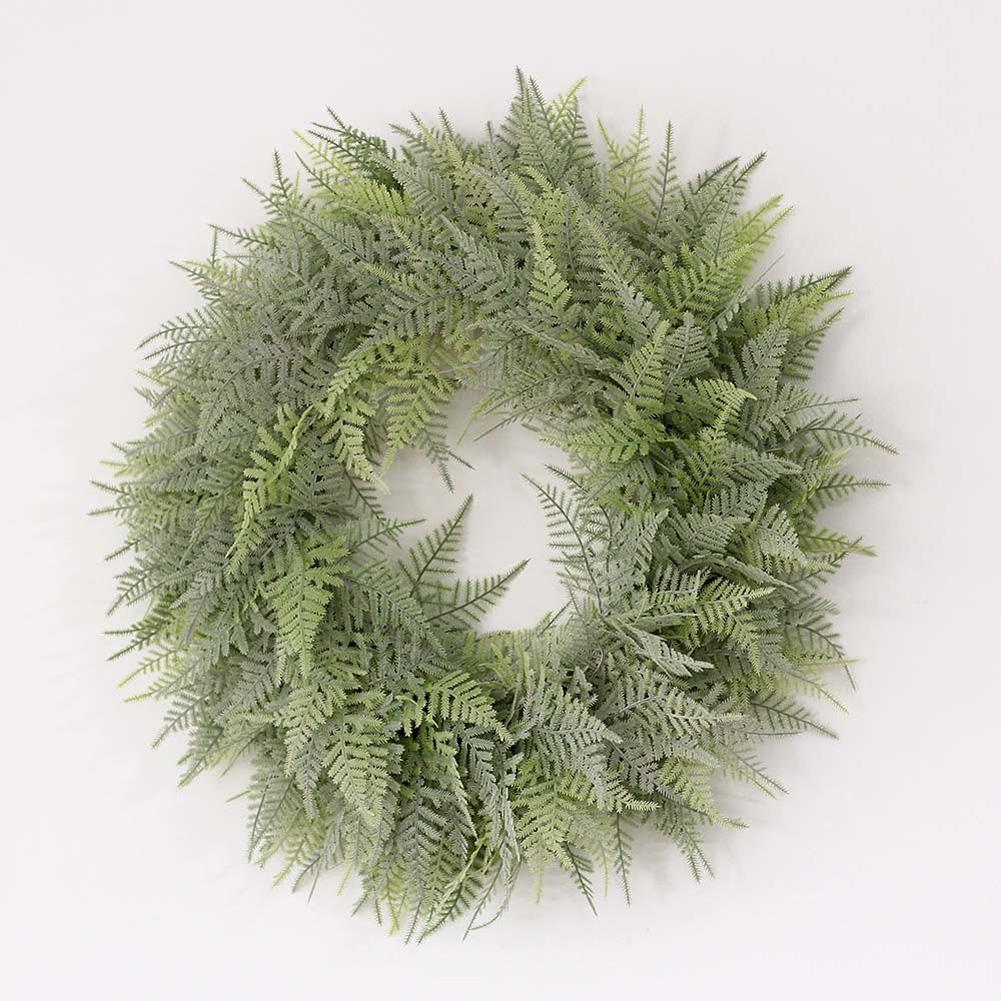 AsyPets imitacja liść paproci wieniec 50CM sztuczne zielone liście girlanda na ślub drzwi impreza dekoracje: zielony (z proszek)