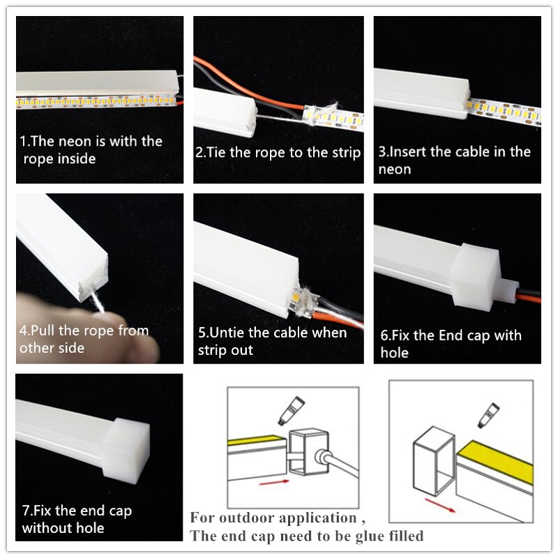 LED Tape Neon Flex Profile ,5V 12V 24V Progrmmable Strip Matte Diffuser.Flexible Recessed Linear Bar Light Waterproof Channel